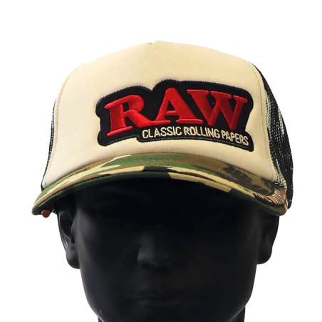 Raw Gorra Rejilla Trucker Camo Beige con Poker